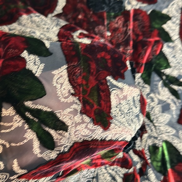 Vintage Aris A Burnout Top Asian Style-Mandarin Collar and Velvet Frog Fasteners - Picture 11 of 14